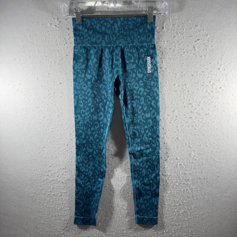 3348 | Gymshark Adapt Animal Seamless Leopard High Rise Leggings Teal Womens XS